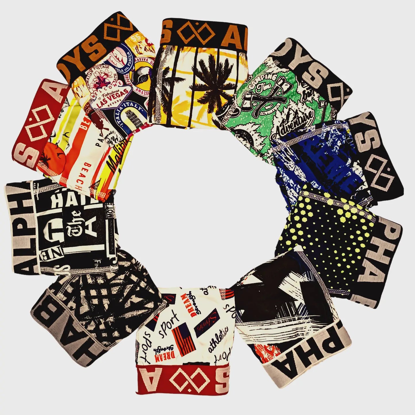 Kit 10 Cuecas Boxer Masculinas Estampadas – Alpha Boys | Conforto e Performance