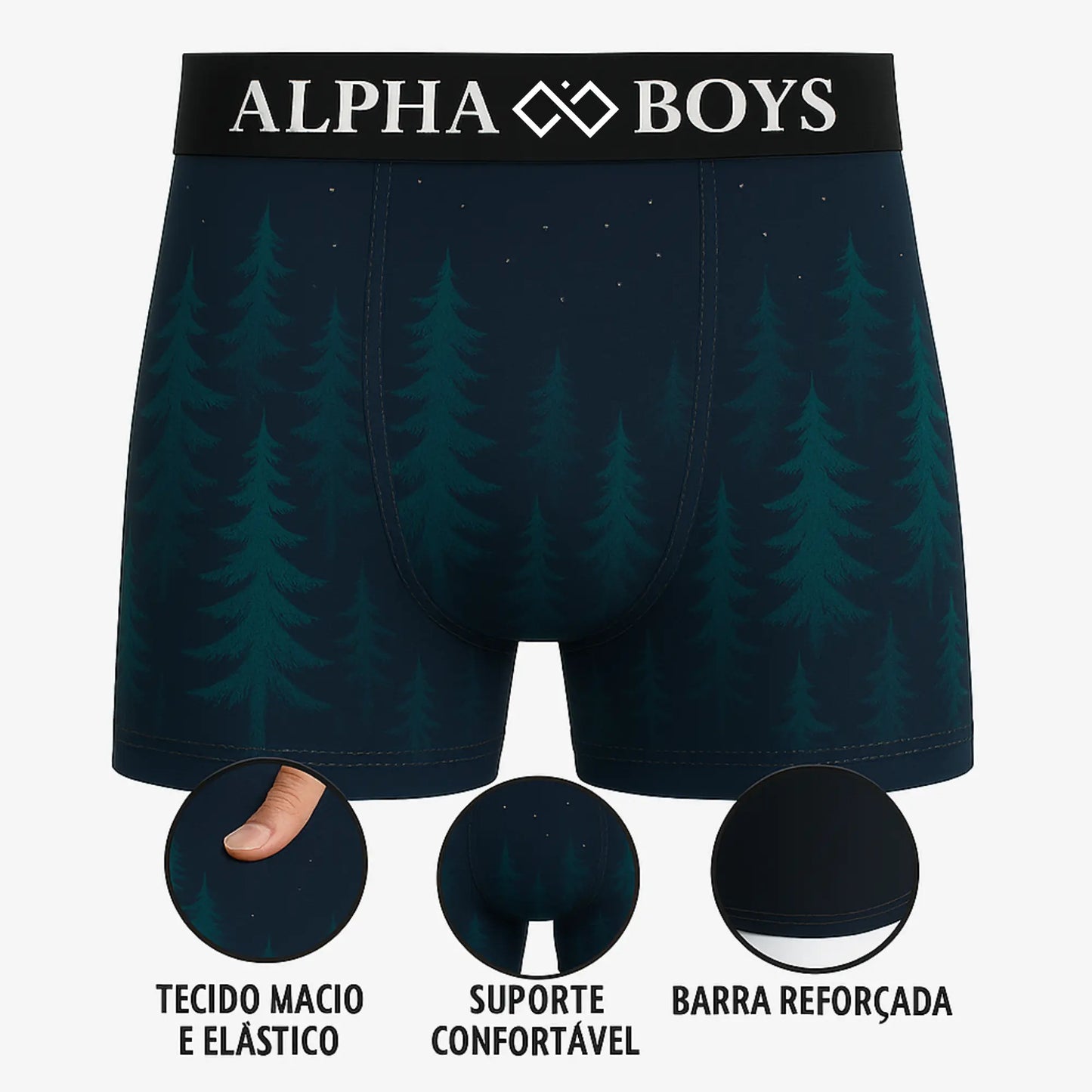 Kit 10 Cuecas Boxer Masculinas Estampadas – Alpha Boys | Conforto e Performance