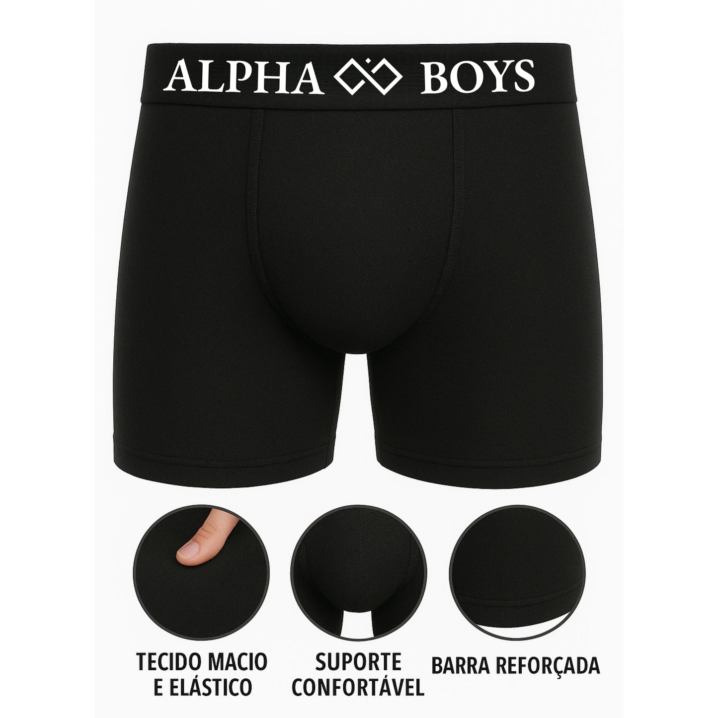 Kit 10 Cuecas Boxer Masculinas Lisas – Alpha Boys | Conforto e Performance