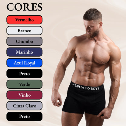 Kit 10 Cuecas Boxer Masculinas Lisas – Alpha Boys | Conforto e Performance